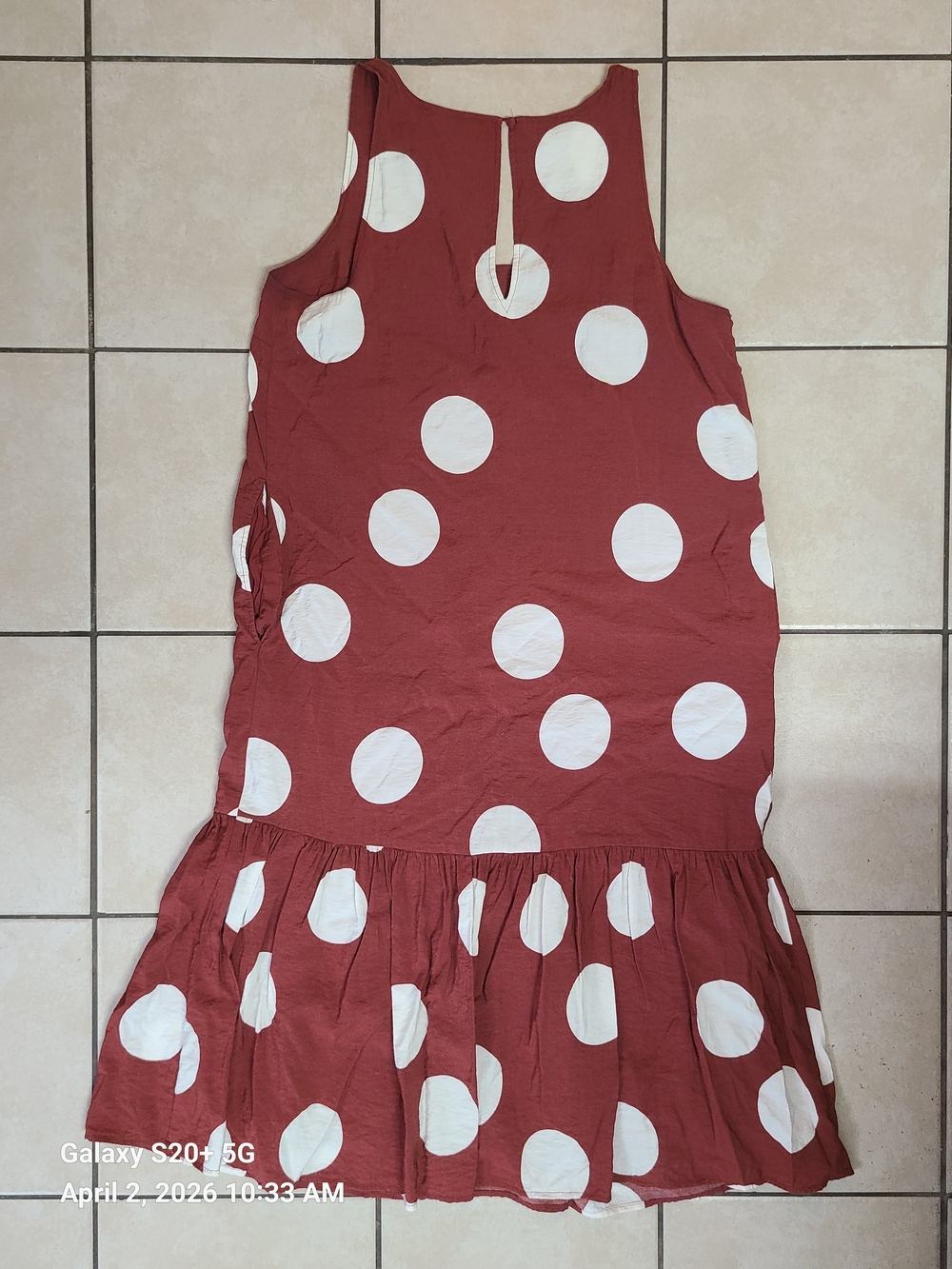 Anthropologie Rust Brown Midi Dress with White Polka Dots - Picture 4 of 8